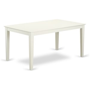 East West Furniture Capri Rectangular Solid Wood Dining Table in Linen White