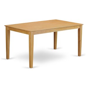 east west furniture capri rectangular solid wood dining table in oak finish