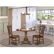 East West Furniture Dublin Wood Table and Slatted Back Chairs in Mahogany