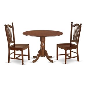 East West Furniture Dublin Wood Table and Slatted Back Chairs in Mahogany