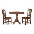 East West Furniture Dublin Wood Table and Slatted Back Chairs in Mahogany