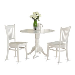 east west furniture dublin 3-piece dining set with slatted back chairs in white
