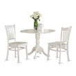 East West Furniture Dublin 3-piece Dining Set with Slatted Back Chairs in White