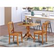 East West Furniture Dublin Traditional Wood Dining Set with Round Table in Oak