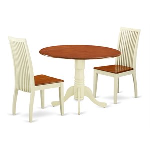 East West Furniture Dublin Traditional Wood Dining Set in Cream/Cherry