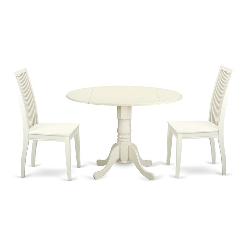 East West Furniture Dublin Traditional Wood Dining Set in Linen White