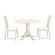 East West Furniture Dublin Traditional Wood Dining Set in Linen White