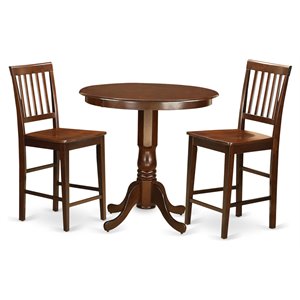 East West Furniture Jackson 3-piece Wood Counter Height Dining Set in Mahogany