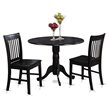 East West Furniture Dublin 3-piece Traditional Wood Kitchen Table Set in Black