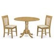 East West Furniture Dublin 3-piece Traditional Wood Dining Table Set in Oak