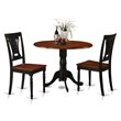 East West Furniture Dublin 3-piece Dining Set with Round Table in Black/Cherry