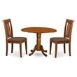East West Furniture Dublin 3-piece Wood Kitchen Table Set in Saddle Brown