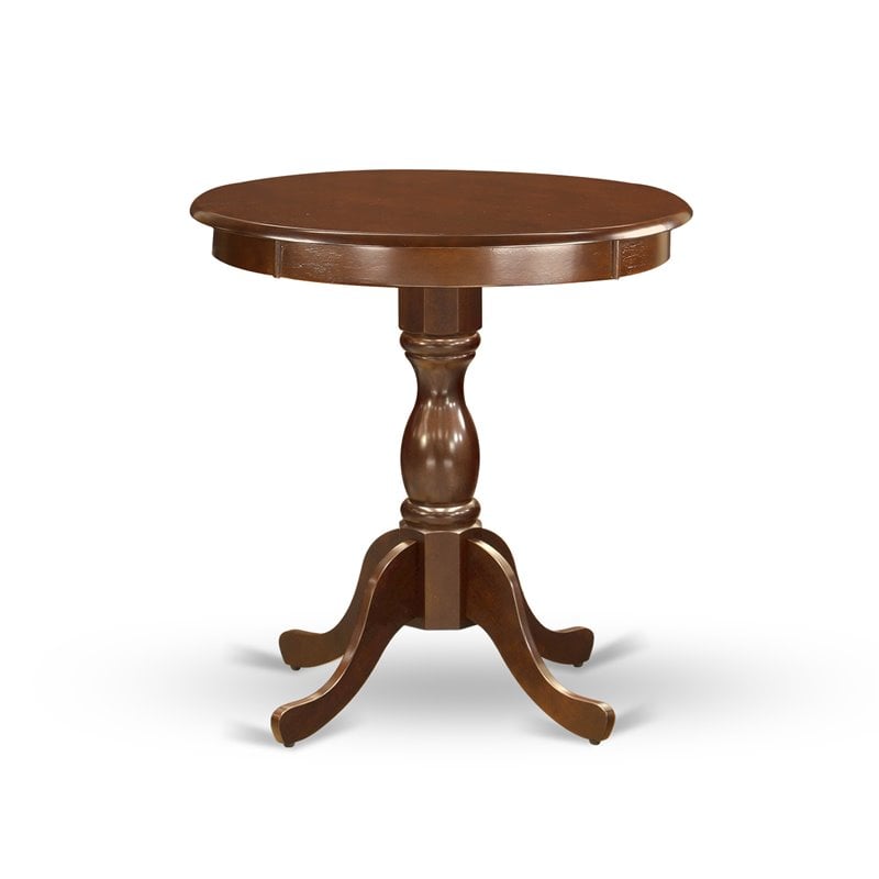 East West Furniture Eden 3-piece Wood Seat Chair & Dining Table Set in Mahogany