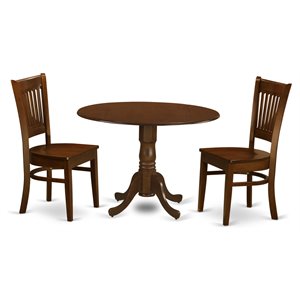 east west furniture dublin 3-piece wood dining table set in espresso