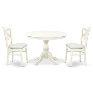 East West Furniture Hartland 3-piece Dining Set with Fabric Seat in Linen White