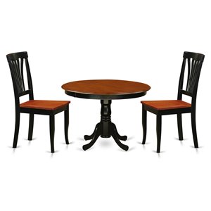 East West Furniture Hartland 3-piece Dinette Chairs and Table in Black/Cherry