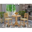 East West Furniture Eden 3-piece Dining Set with Counter Height Stools in Oak