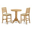 East West Furniture Eden 3-piece Dining Set with Counter Height Stools in Oak