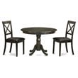 East West Furniture Hartland 3-piece Wood Kitchen Table Set in Cappuccino