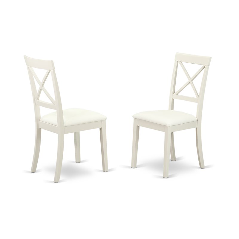 East West Furniture Hartland 3-piece Dining Set with Leather Chairs in White