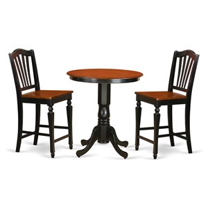 east west furniture eden 3-piece dining table and counter height stools in black
