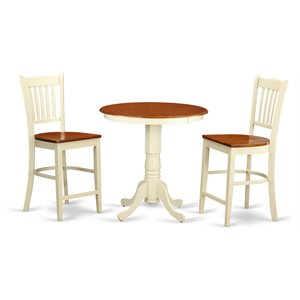 east west furniture eden 3-piece wood dining set in buttermilk and cherry