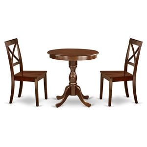 East West Furniture Eden 3-piece Table and Dining Room Chair Set in Mahogany
