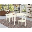 East West Furniture Monza 3-piece Dining Table and X-Back Chairs in Linen White