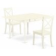 East West Furniture Monza 3-piece Dining Table and X-Back Chairs in Linen White