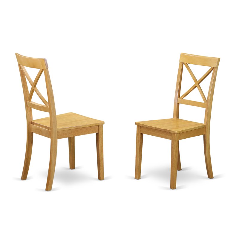 East West Furniture Monza 3-piece Wood Dining Set with X Back Chairs in Oak