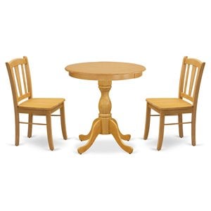 East West Furniture Eden 3-piece Wood Seat Chairs and Dining Table in Oak