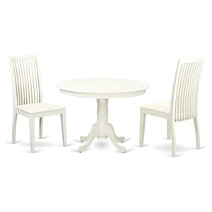 East West Furniture Hartland 3-piece Dining Table and Dinette Chairs in White