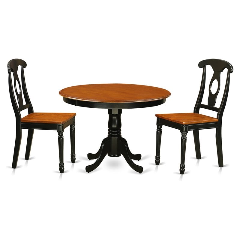 East West Furniture Hartland 3-piece Wood Dining Set in Black and Cherry