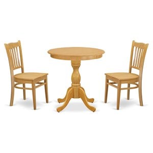 East West Furniture Eden 3-piece Dining Table and Wood Seat Chairs in Oak