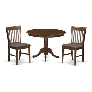 East West Furniture Hartland 3-piece Dining Table and Dinette Chairs in Mahogany