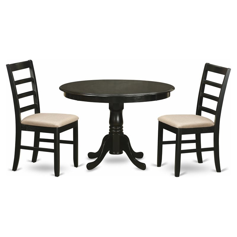 East West Furniture Hartland 3-piece Kitchen Table and Chairs in Cappuccino