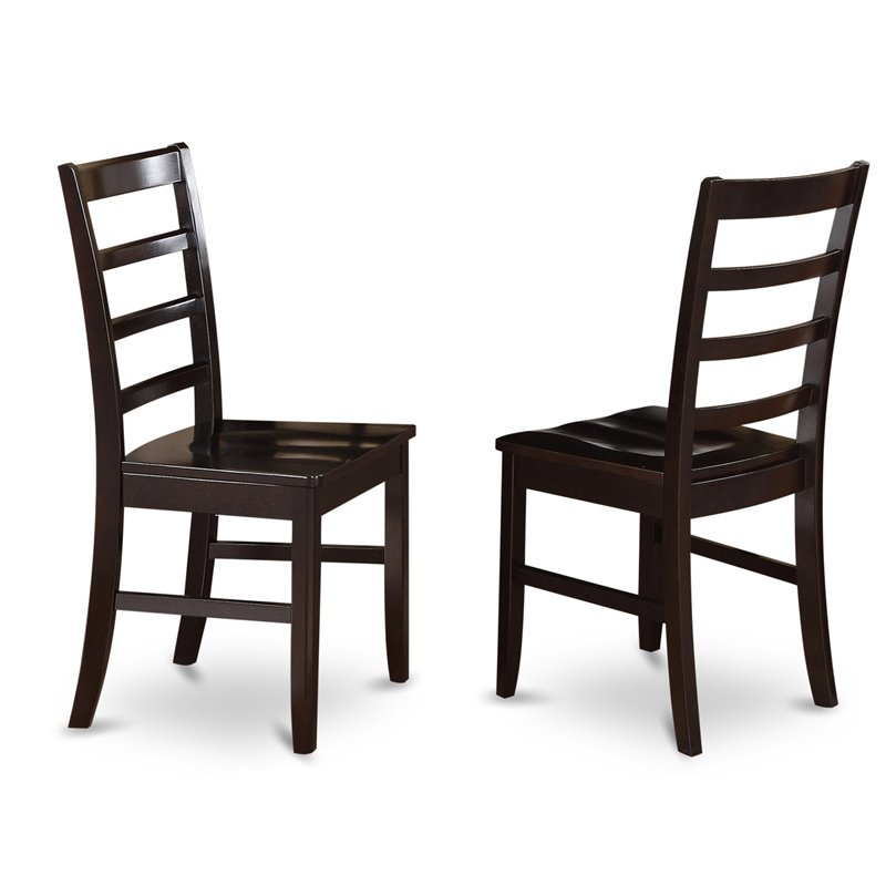 East West Furniture Hartland 3-piece Dining Set with Wood Seat in Cappuccino