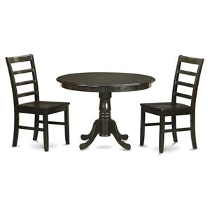 East West Furniture Hartland 3-piece Dining Set with Wood Seat in Cappuccino