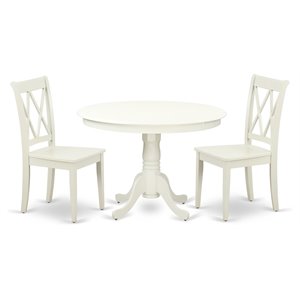 East West Furniture Hartland 3-piece Dining Table and X-Back Chairs in White