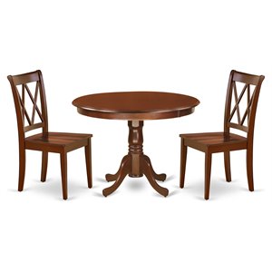 East West Furniture Hartland 3-piece Table and Double X-Back Chairs in Mahogany