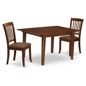 East West Furniture Milan 3-piece Dining Set with Slatted Chairs in Mahogany