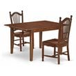 East West Furniture Milan 3-piece Dining Set with Rectangle Table in Mahogany