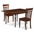 East West Furniture Monza 3-piece Dining Set with Slat Back in Mahogany