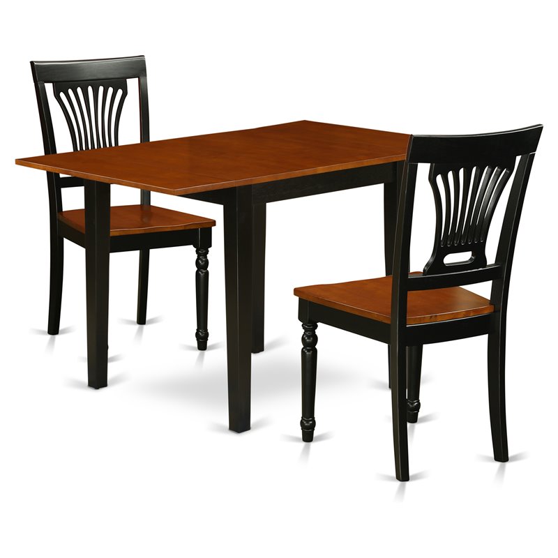 East West Furniture Norden 3-piece Wood Dining Table Set in Black and Cherry
