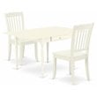 East West Furniture Monza 3-piece Traditional Wood Dining Set in Linen White