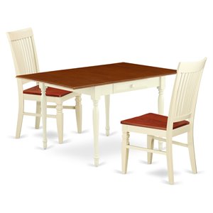 East West Furniture Monza 3-piece Wood Dinette Set in Buttermilk and Cherry