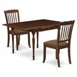 East West Furniture Monza 3-piece Traditional Wood Dining Table Set in Mahogany
