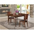 East West Furniture Monza 3-piece Dining Set with Panel Back in Mahogany