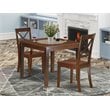 East West Furniture Oxford 3-piece Wood Dining Set with Square Table in Mahogany