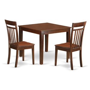 east west furniture oxford 3-piece traditional wood dinette set in mahogany